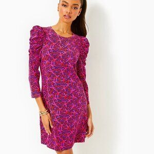 Lilly Pulitzer Steffie Dress in Passion Fruit Pink Star Searching size Large NWT